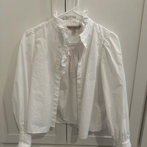 Banana Republic White Ruffled Top